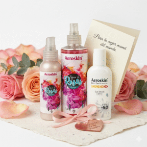 Kit Regalo Día De La Madre Aeroskin Agua Rosas Y Bloqueador